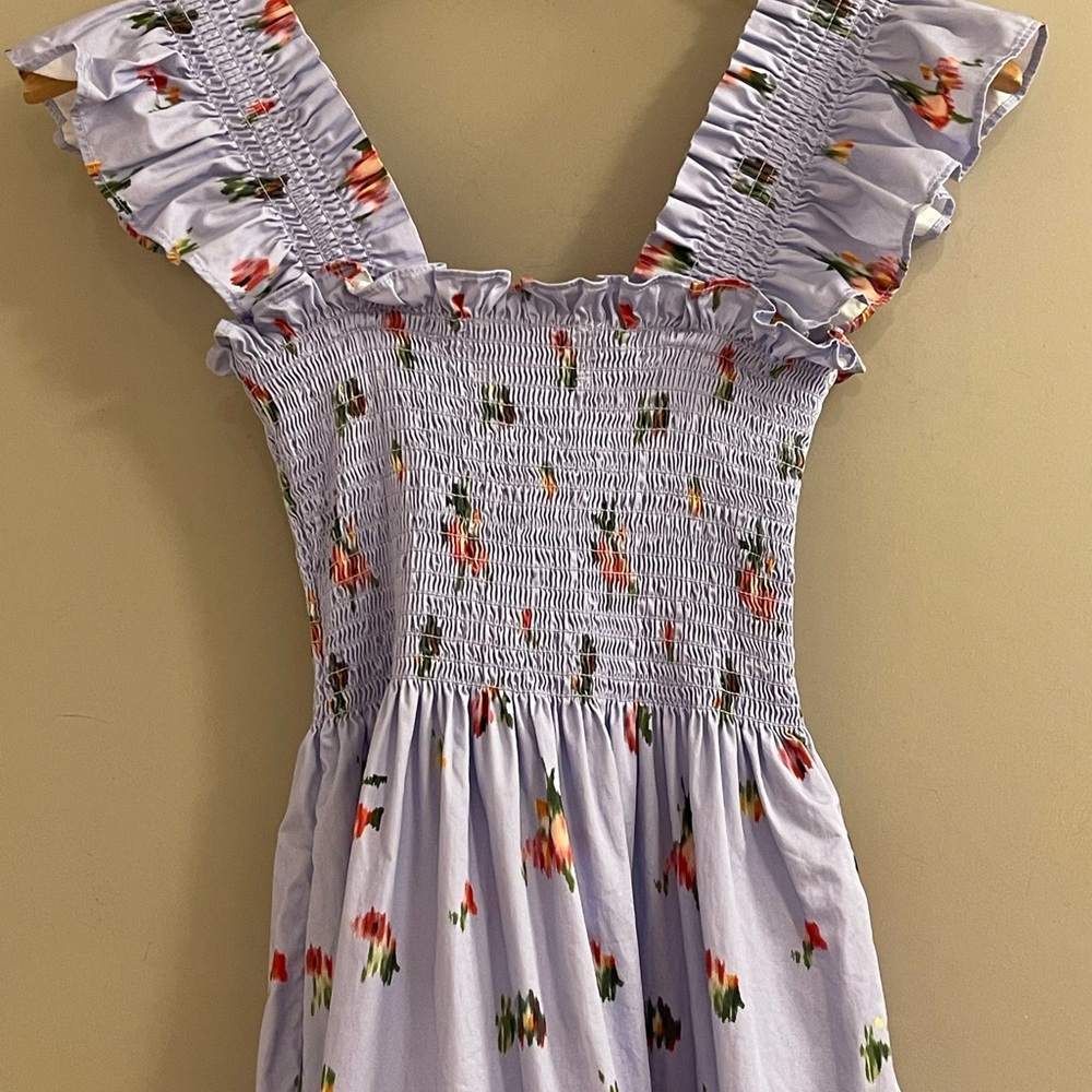 Hill House Home Ellie nap dress size XXS lavender cotton sateen ikat print